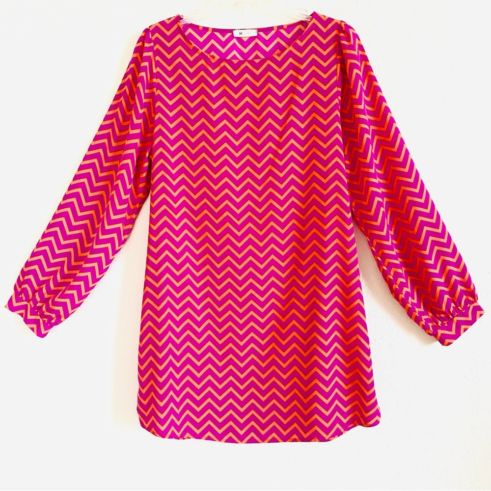 EVERLY ANTHROPOLOGIE | Everly Chevron Shift Dress | Size: Medium | Pink …